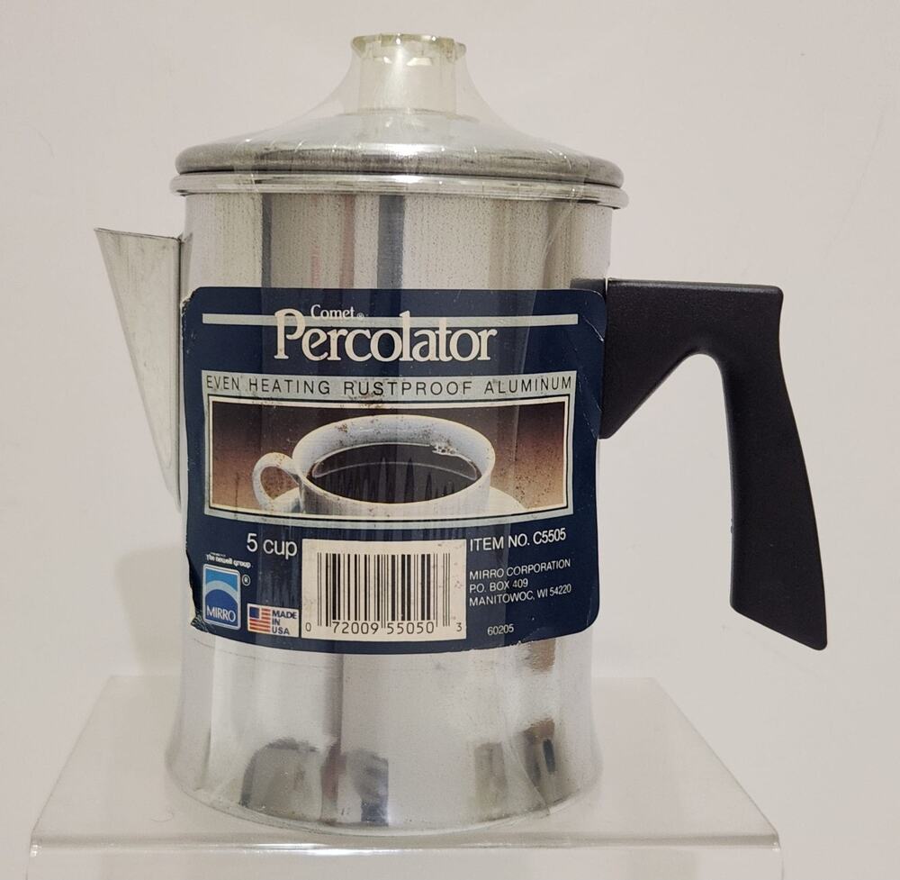 Vintage Percolator Coffee Pot Aluminum Mirro 5-Cup Made in USA